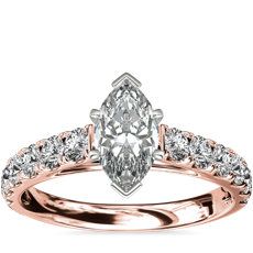Riviera Cathedral Pavé Diamond Engagement Ring in 14k Rose Gold